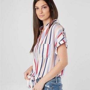 Hollister Red and Blue Striped Button-Down Shirt
